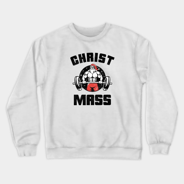 Bodybuilding Christmas Christ Mass Gym Addict Crewneck Sweatshirt by Lab Of Creative Chaos